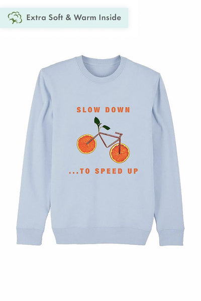 Light blue Orange Bicycle Graphic Sweatshirt, Heavyweight, from organic cotton blend, Unisex, for Women & for Men 