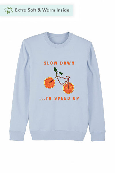Light blue Orange Bicycle Graphic Sweatshirt, Heavyweight, from organic cotton blend, Unisex, for Women & for Men