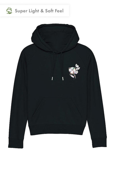 Black Women Organic Cotton Printed Hoodie, Medium-weight, from organic cotton blend