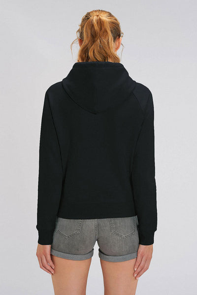 Black Women Organic Cotton Printed Hoodie, Medium-weight, from organic cotton blend