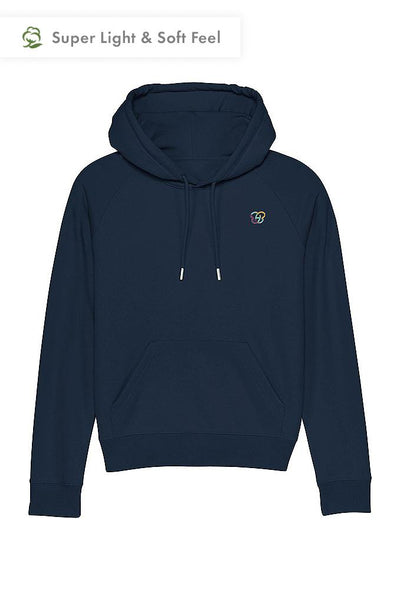 Navy Women Embroidered Logo Hoodie, Medium-weight, from organic cotton blend
