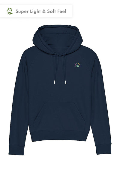 Navy Women Embroidered Logo Hoodie, Medium-weight, from organic cotton blend