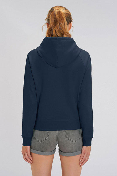 Navy Women Orange Bicycle Hoodie, Medium-weight, from organic cotton blend