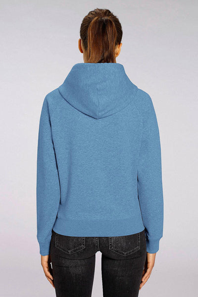 Blue Women Orange Bicycle Hoodie, Medium-weight, from organic cotton blend