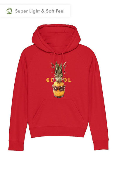 Red Women Cool Graphic Hoodie, Medium-weight, from organic cotton blend