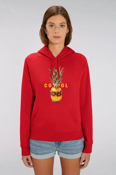 Red Women Cool Graphic Hoodie, Medium-weight, from organic cotton blend