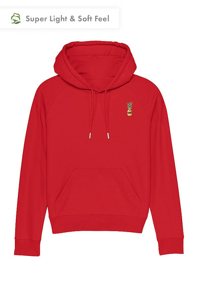 Red Women Cool Pineapple Hoodie, Medium-weight, from organic cotton blend