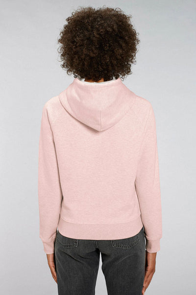 Light Pink Women Floral Printed Hoodie, Medium-weight, from organic cotton blend