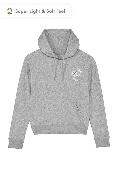 Grey Women Organic Cotton Printed Hoodie, Medium-weight, from organic cotton blend