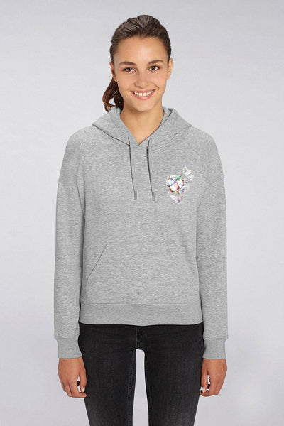 Grey Women Organic Cotton Printed Hoodie, Medium-weight, from organic cotton blend
