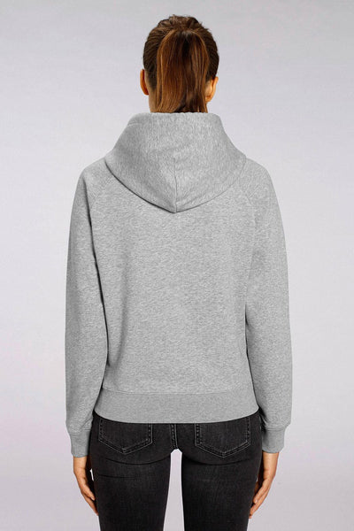 Grey Women Organic Cotton Printed Hoodie, Medium-weight, from organic cotton blend
