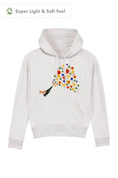 Grey Women Celebrate Graphic Hoodie, Medium-weight, from organic cotton blend
