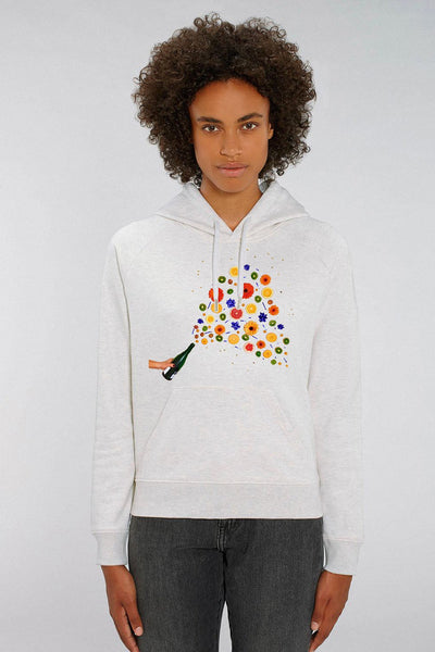 Grey Women Celebrate Graphic Hoodie, Medium-weight, from organic cotton blend