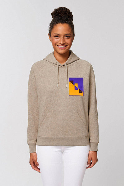 Beige Women Chocolate Love Print Hoodie, Medium-weight, from organic cotton blend