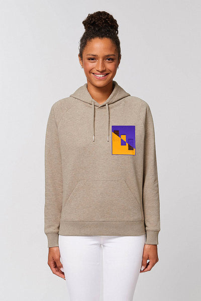 Beige Women Chocolate Love Print Hoodie, Medium-weight, from organic cotton blend