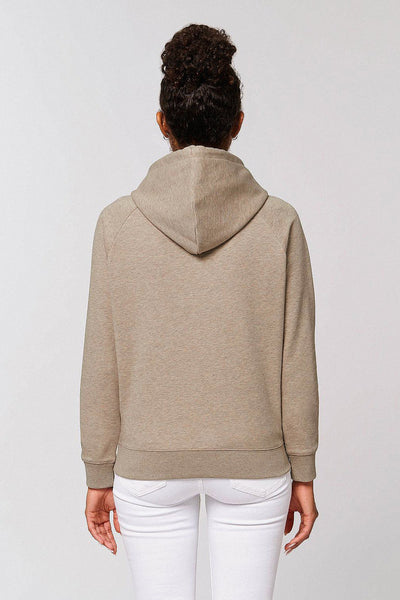 Beige Women Chocolate Love Print Hoodie, Medium-weight, from organic cotton blend