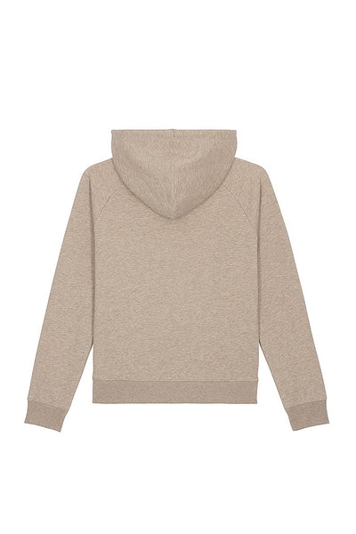Beige Women Your World Graphic Hoodie, Medium-weight, from organic cotton blend