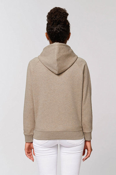 Beige Women Your World Graphic Hoodie, Medium-weight, from organic cotton blend