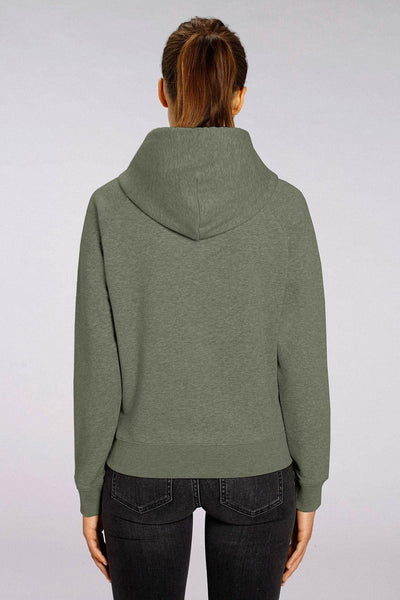 Khaki Women Your World Graphic Hoodie, Medium-weight, from organic cotton blend