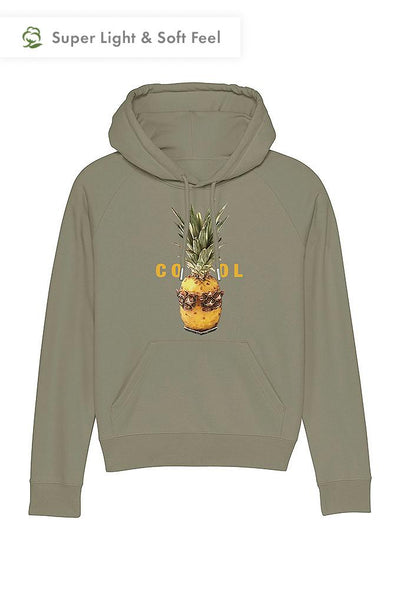 Light Khaki Women Cool Graphic Hoodie, Medium-weight, from organic cotton blend