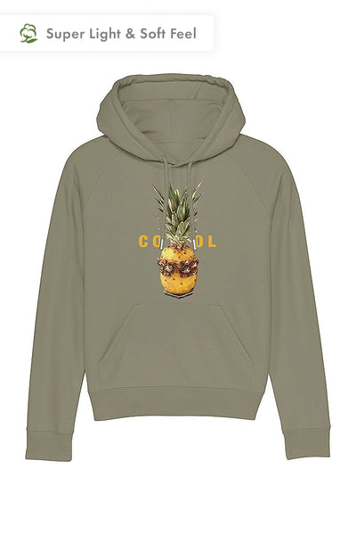 Light Khaki Women Cool Graphic Hoodie, Medium-weight, from organic cotton blend