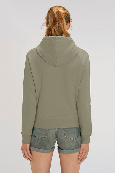 Light Khaki Women Cool Graphic Hoodie, Medium-weight, from organic cotton blend