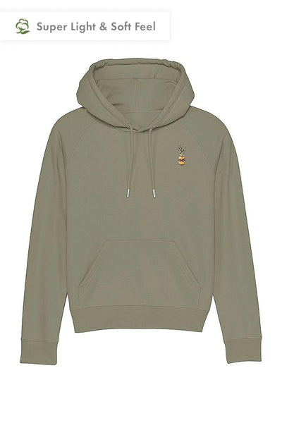 Light Khaki Women Cool Pineapple Hoodie, Medium-weight, from organic cotton blend