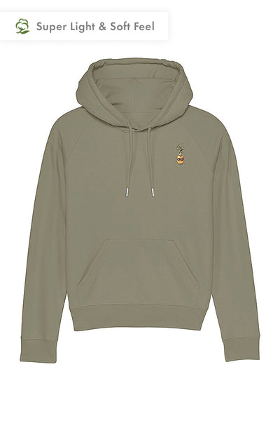 Light Khaki Women Cool Pineapple Hoodie, Medium-weight, from organic cotton blend