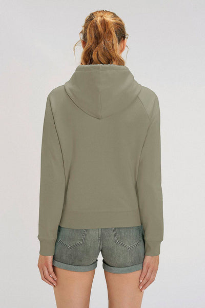 Light Khaki Women Orange Bicycle Hoodie, Medium-weight, from organic cotton blend