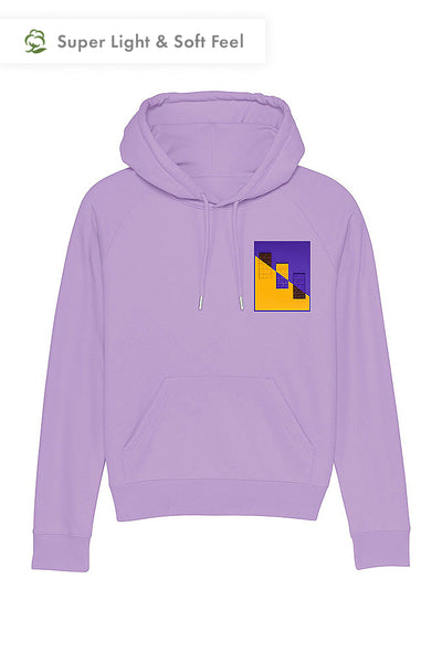 Purple Women Chocolate Love Print Hoodie, Medium-weight, from organic cotton blend