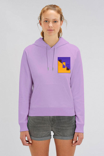 Purple Women Chocolate Love Print Hoodie, Medium-weight, from organic cotton blend
