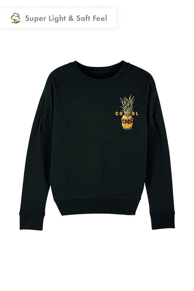 Black Women Cool Printed Sweatshirt, Medium-weight, from organic cotton blend