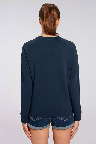 Navy Women Embroidered Logo Sweatshirt, Medium-weight, from organic cotton blend