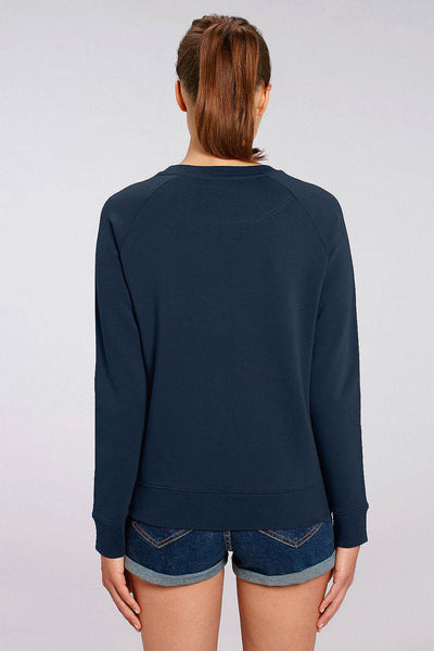 Navy Women Embroidered Logo Sweatshirt, Medium-weight, from organic cotton blend