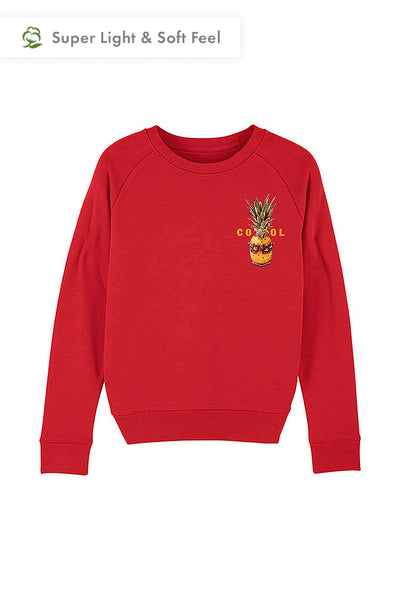 Red Women Cool Printed Sweatshirt, Medium-weight, from organic cotton blend