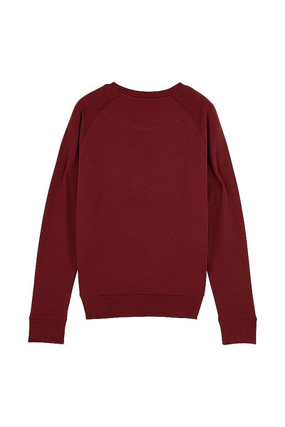 Burgundy Women Two Hands Printed Sweatshirt, Medium-weight, from organic cotton blend