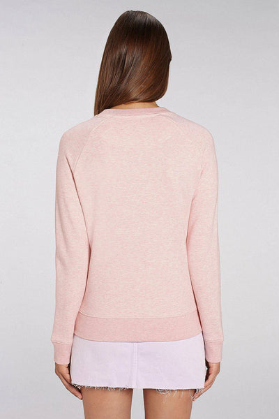 Light Pink Women Cute Floral Printed Sweatshirt, Medium-weight, from organic cotton blend