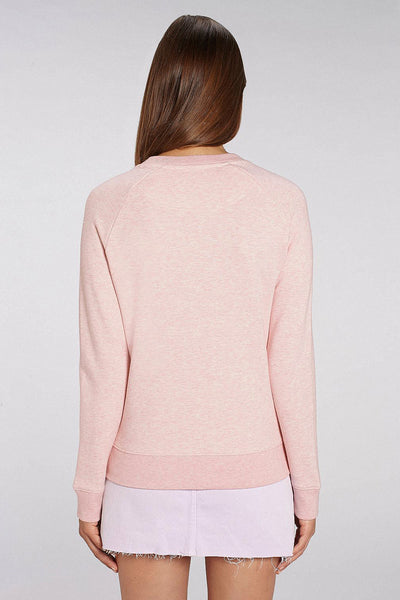 Light Pink Women Cute Floral Printed Sweatshirt, Medium-weight, from organic cotton blend