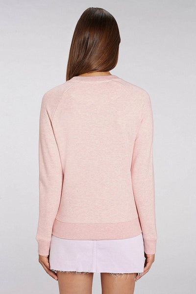 Light Pink Women Floral Sweatshirt, Medium-weight, from organic cotton blend