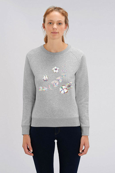 Grey Women Floral Graphic Sweatshirt, Medium-weight, from organic cotton blend