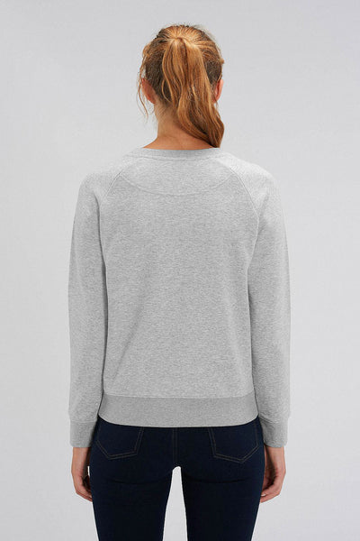 Grey Women Cute Floral Printed Sweatshirt, Medium-weight, from organic cotton blend