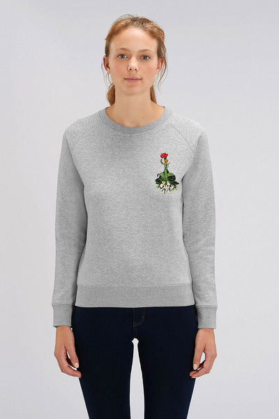 Grey Women Floral Sweatshirt, Medium-weight, from organic cotton blend