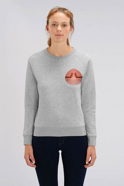 Grey Women Two Hands Printed Sweatshirt, Medium-weight, from organic cotton blend