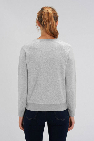 Grey Women Two Hands Printed Sweatshirt, Medium-weight, from organic cotton blend