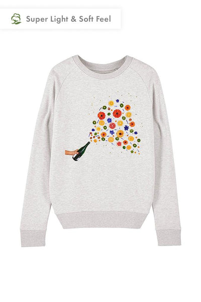 Grey Women Celebrate Graphic Sweatshirt, Medium-weight, from organic cotton blend