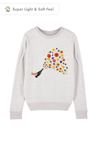 Grey Women Celebrate Graphic Sweatshirt, Medium-weight, from organic cotton blend