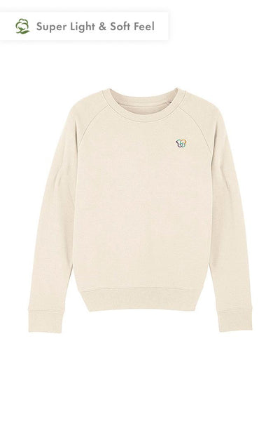 Beige Women Embroidered Logo Sweatshirt, Medium-weight, from organic cotton blend