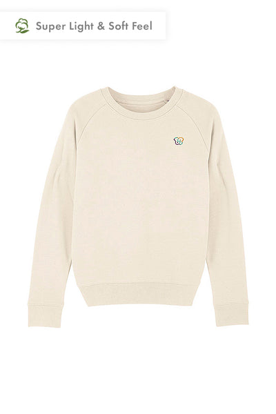 Beige Women Embroidered Logo Sweatshirt, Medium-weight, from organic cotton blend