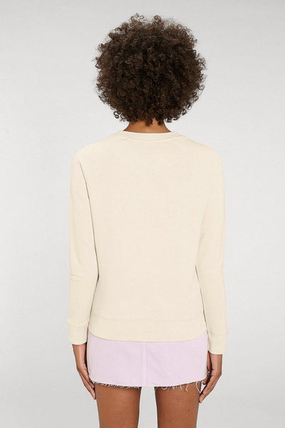 Beige Women Cute Floral Printed Sweatshirt, Medium-weight, from organic cotton blend