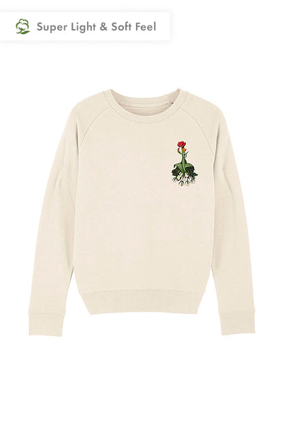 Beige Women Floral Sweatshirt, Medium-weight, from organic cotton blend